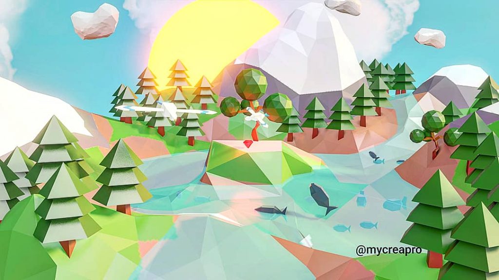 Modélisation d'un décor en lowpoly (level design destiné au jeux vidéo)