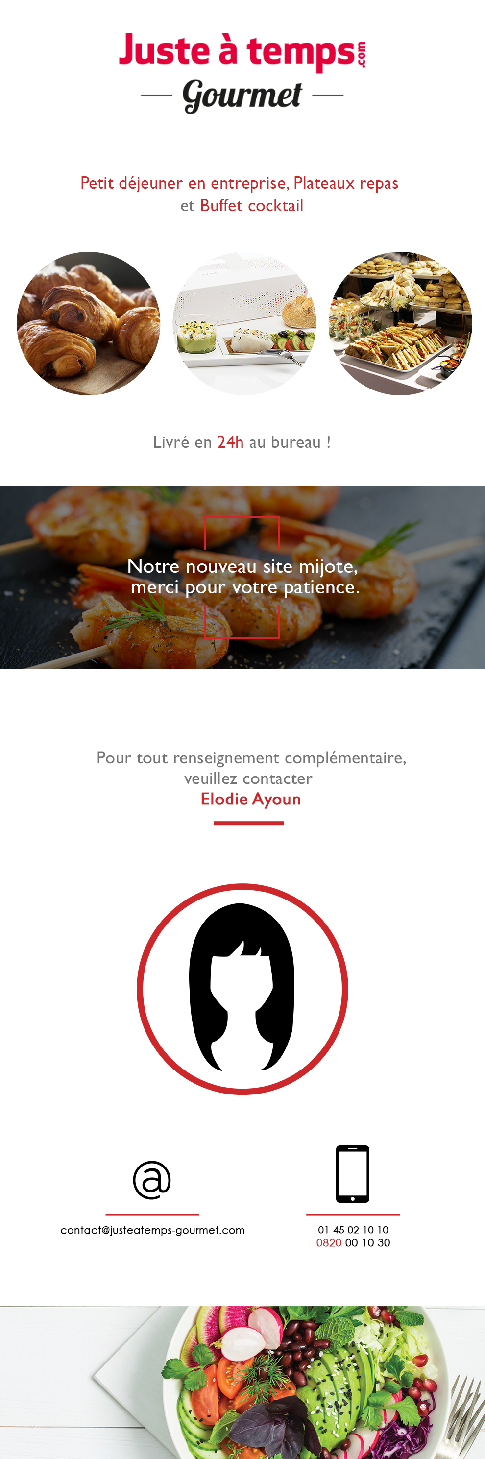 Réalisation de la page web juste à temps gourmet