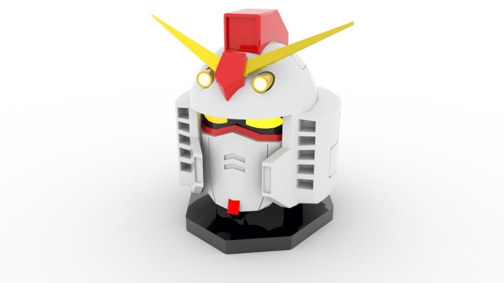 Sculpture de tête de gundam en 3d