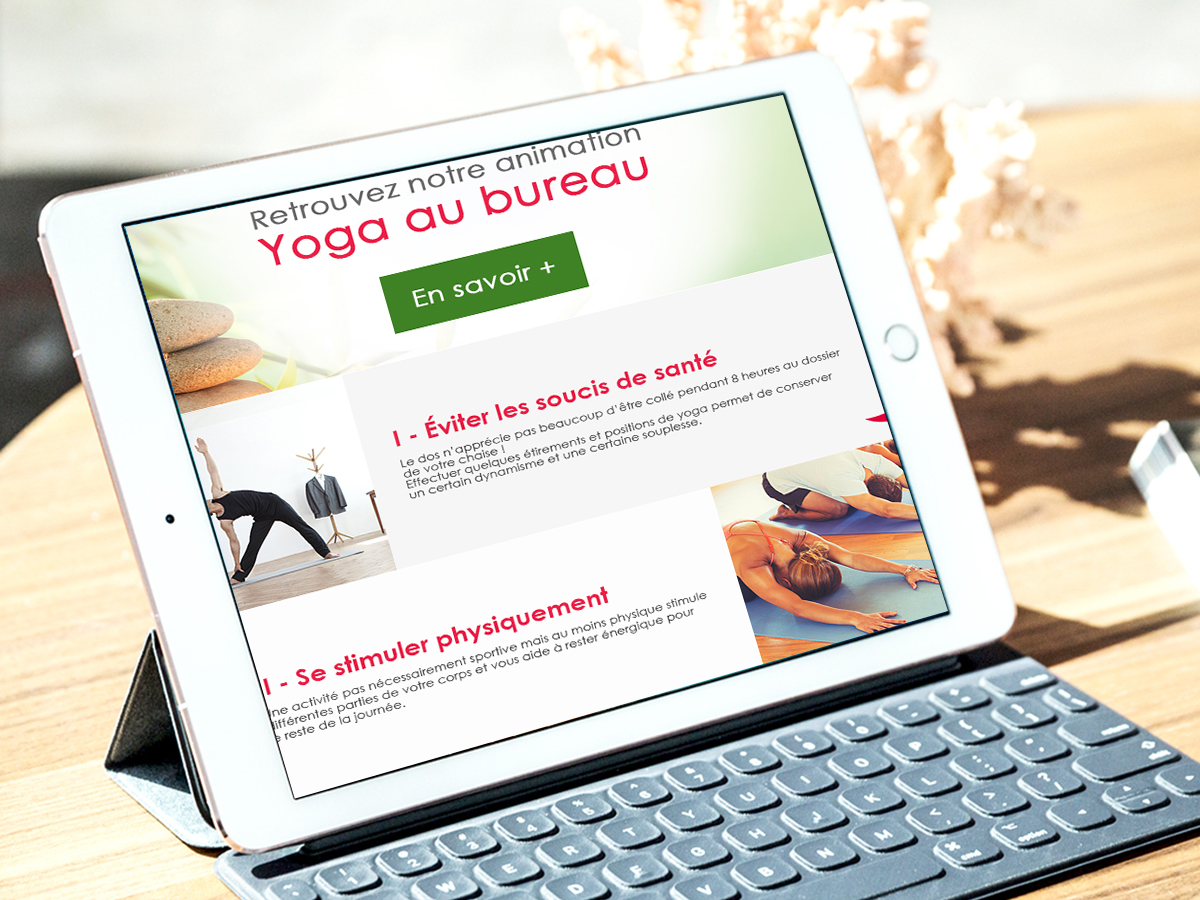 Réalisation d'une page institutionnelle sur l'offre Yoga au bureau