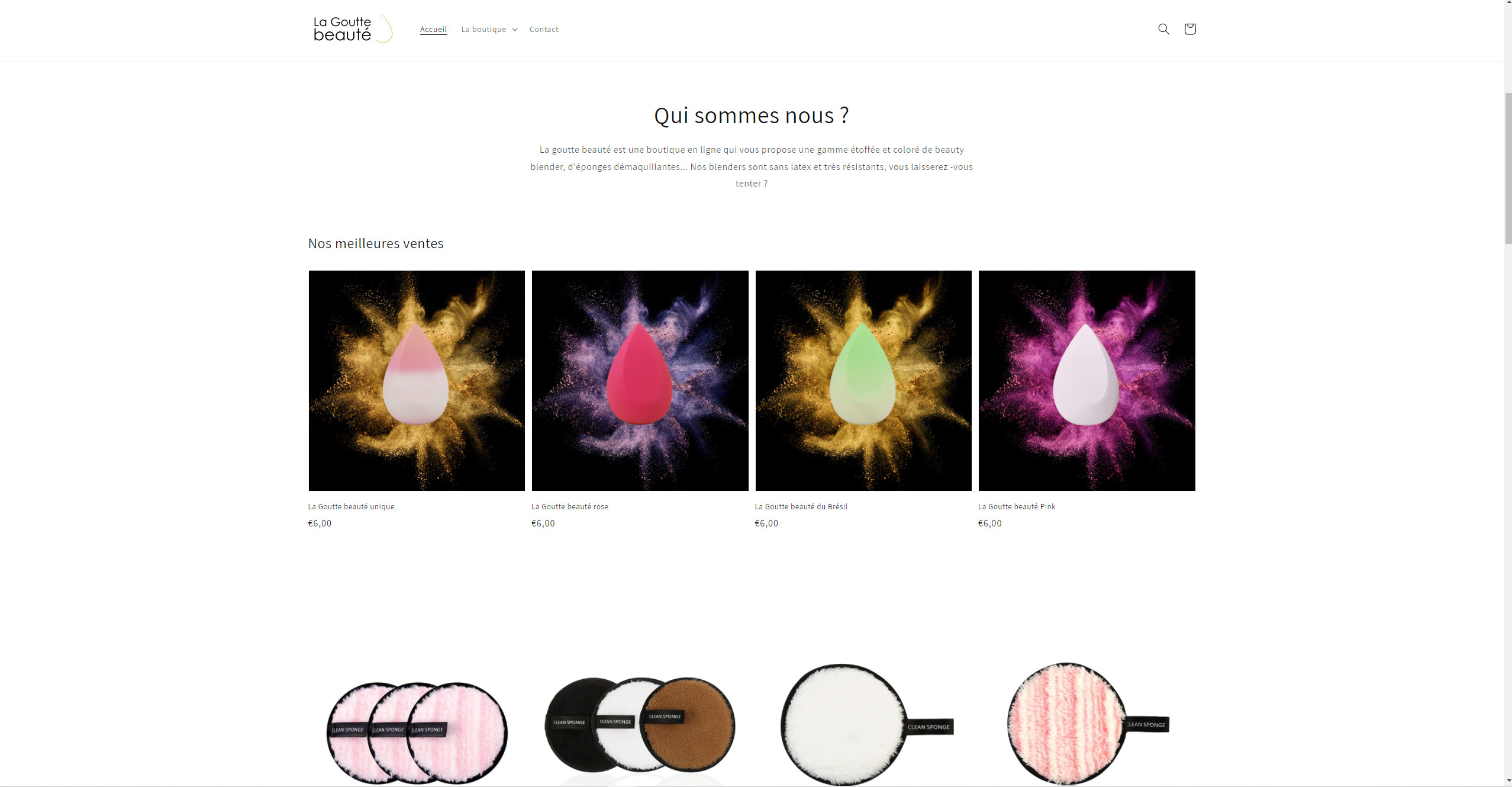 Création du site e-commerce La goutte Beauté