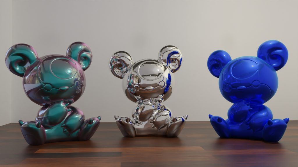 Sculpture chromé d'un ourson